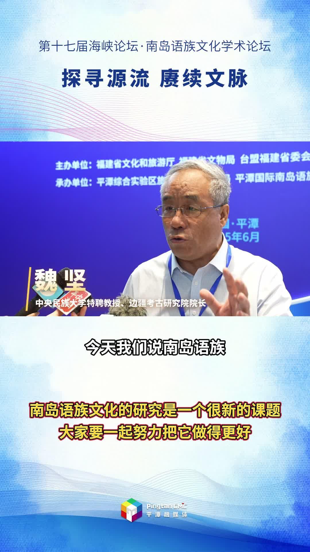 中央民族大學(xué)特聘教授、邊疆考古研究院院長魏堅：南島語族文化的研究是一個很新的課題，大家要一起努力把它做得更好